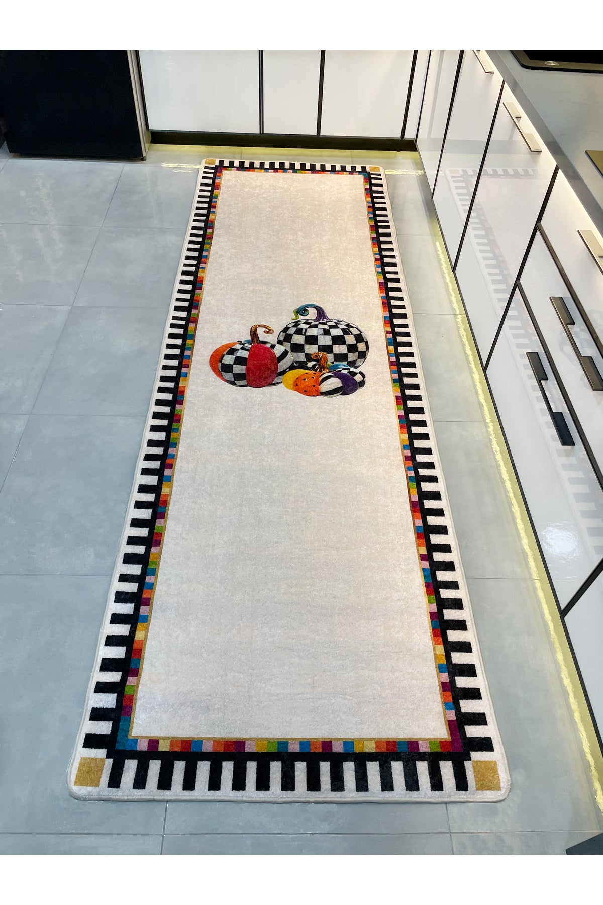 Pumpkin Patterned Latex Base Kitchen Rug Runner