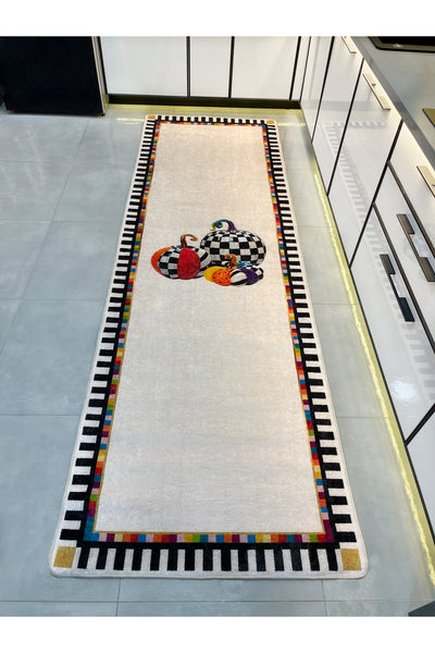 Pumpkin Patterned Latex Base Kitchen Rug Runner