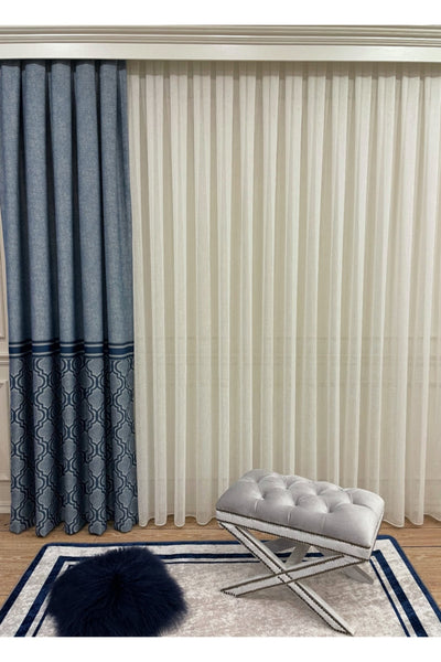 Blackout Room Darkening Printed Damask Pattern 1/2.50 Pleated Curtain Panel