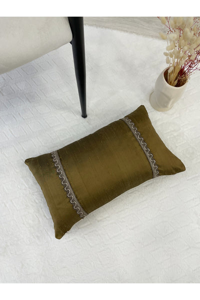 Imported Silk Cushion Pillow Cover with Cord (30x50) Oil Green
