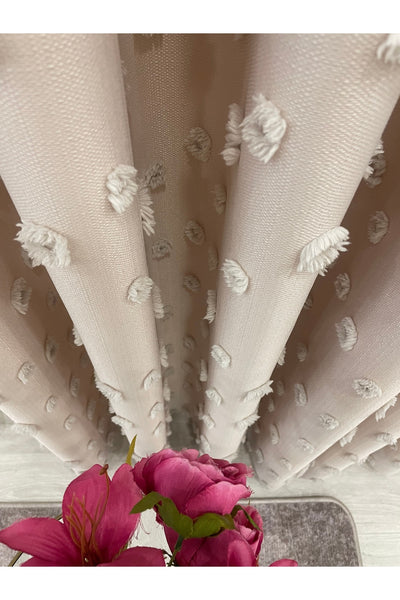 Blue Children's Room Pompom Puffy Blackout Curtain 1/3 Dense Pleating