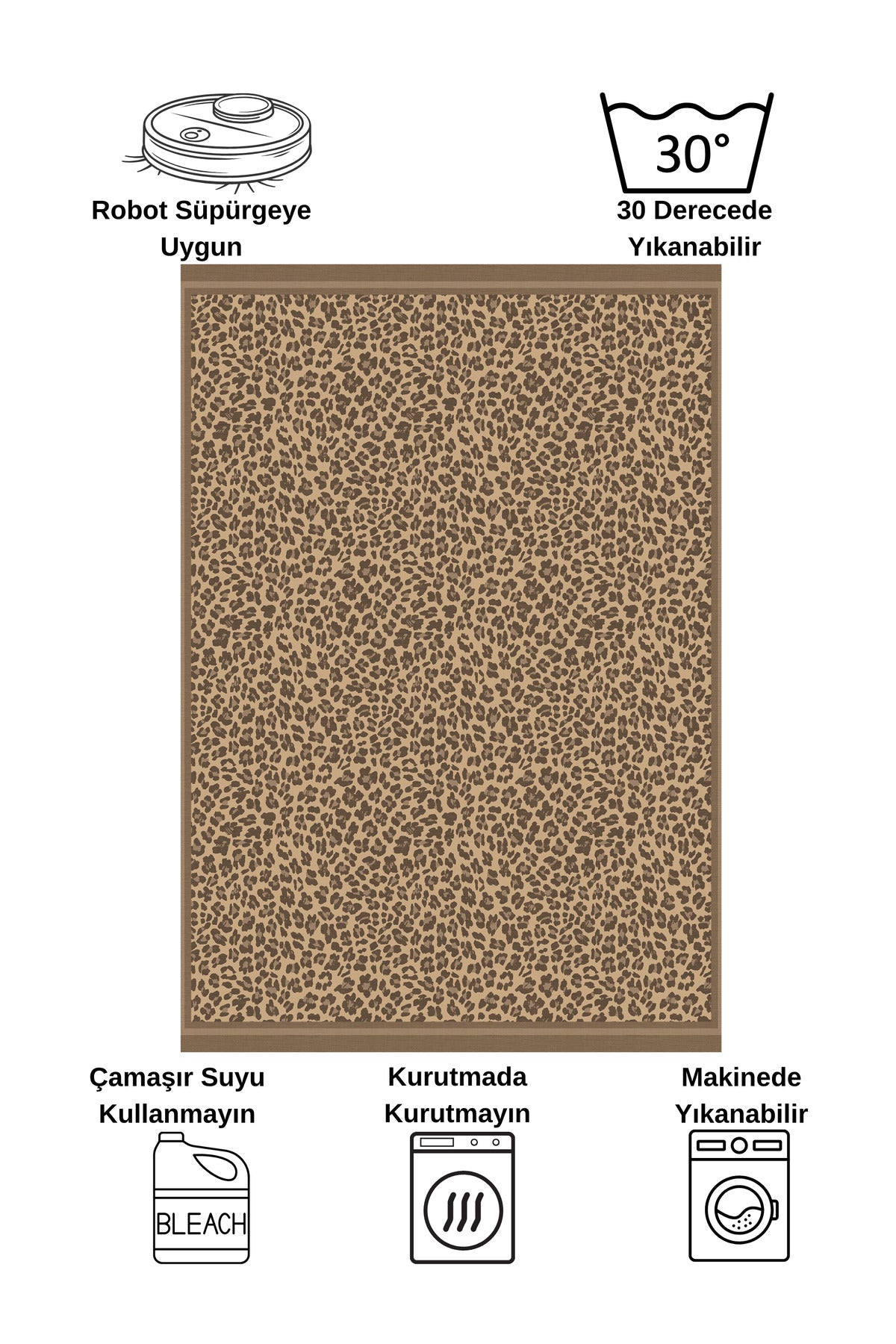 Leopard Pattern Oval Latex Leather Rug
