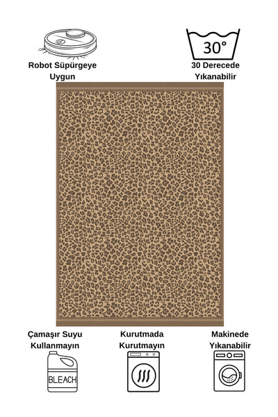 Leopard Pattern Oval Latex Leather Rug