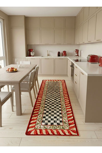 Pink - Mackenzie Style Checkered Kitchen Entryway Runner Rug