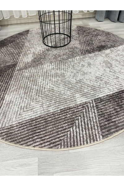 Gray Geometric Pattern Non-Slip Base Runner Rug
