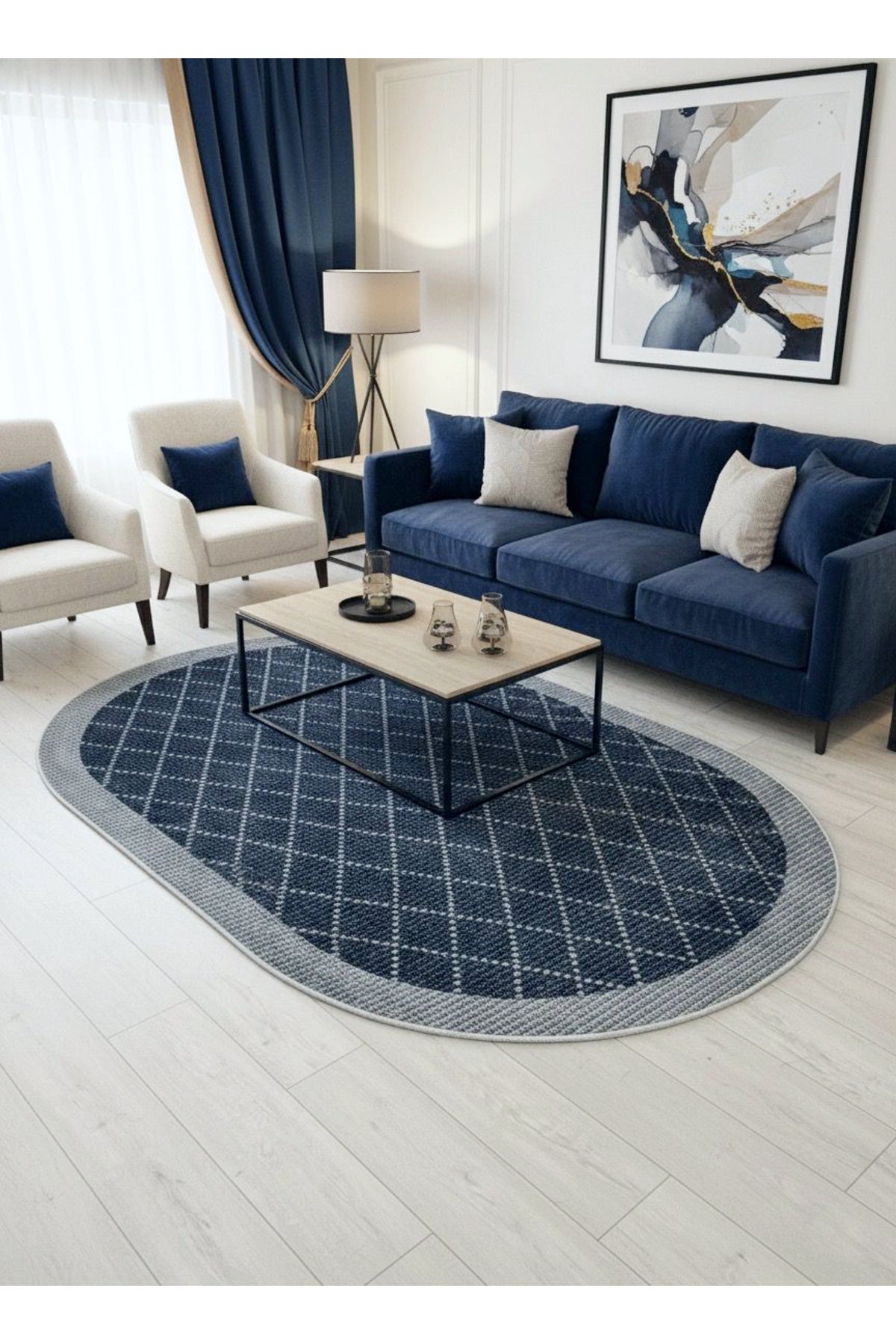 GREEN-BROWN Jute Sisal Look Bordered Non-Slip Base Runner Rug