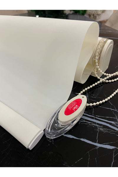 Cream Color Linen-Look Thick Fabric Roller Shade Modern Curtain