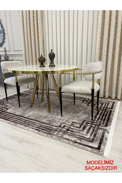 Beige - Brown Vintage Look Latex Non-Slip Base Rug