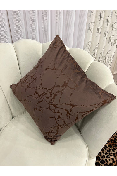 Set of 2 Velvet Throw Pillow Covers Ecru-Silver Foil (45X45)