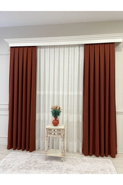 Stone Grey 1/3 Tight Pleat Linen-Look Blackout Curtain
