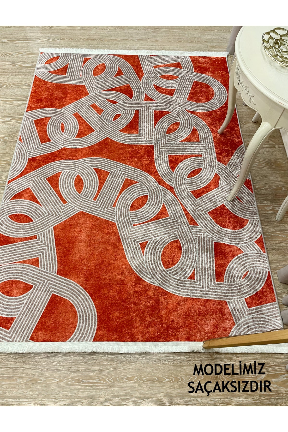 Hook Pattern Modern Design Latex-Backed Rug