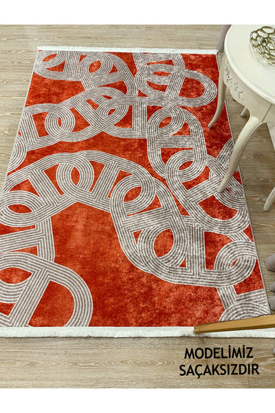 Hook Pattern Modern Design Latex-Backed Rug