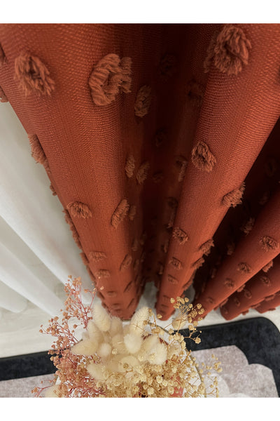 Blue Children's Room Pompom Puffy Blackout Curtain 1/3 Dense Pleating