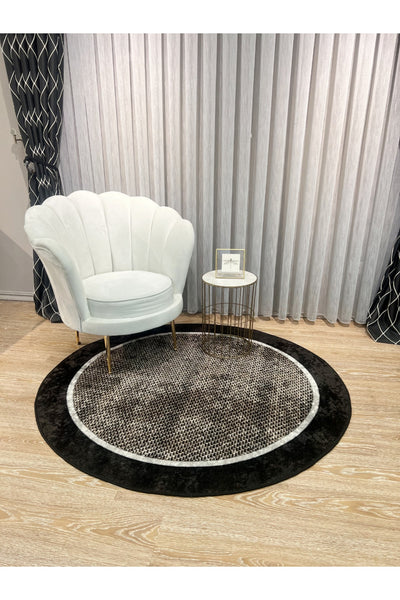 Jute Sisal Bordered Look Decorative Round Rug - Brown