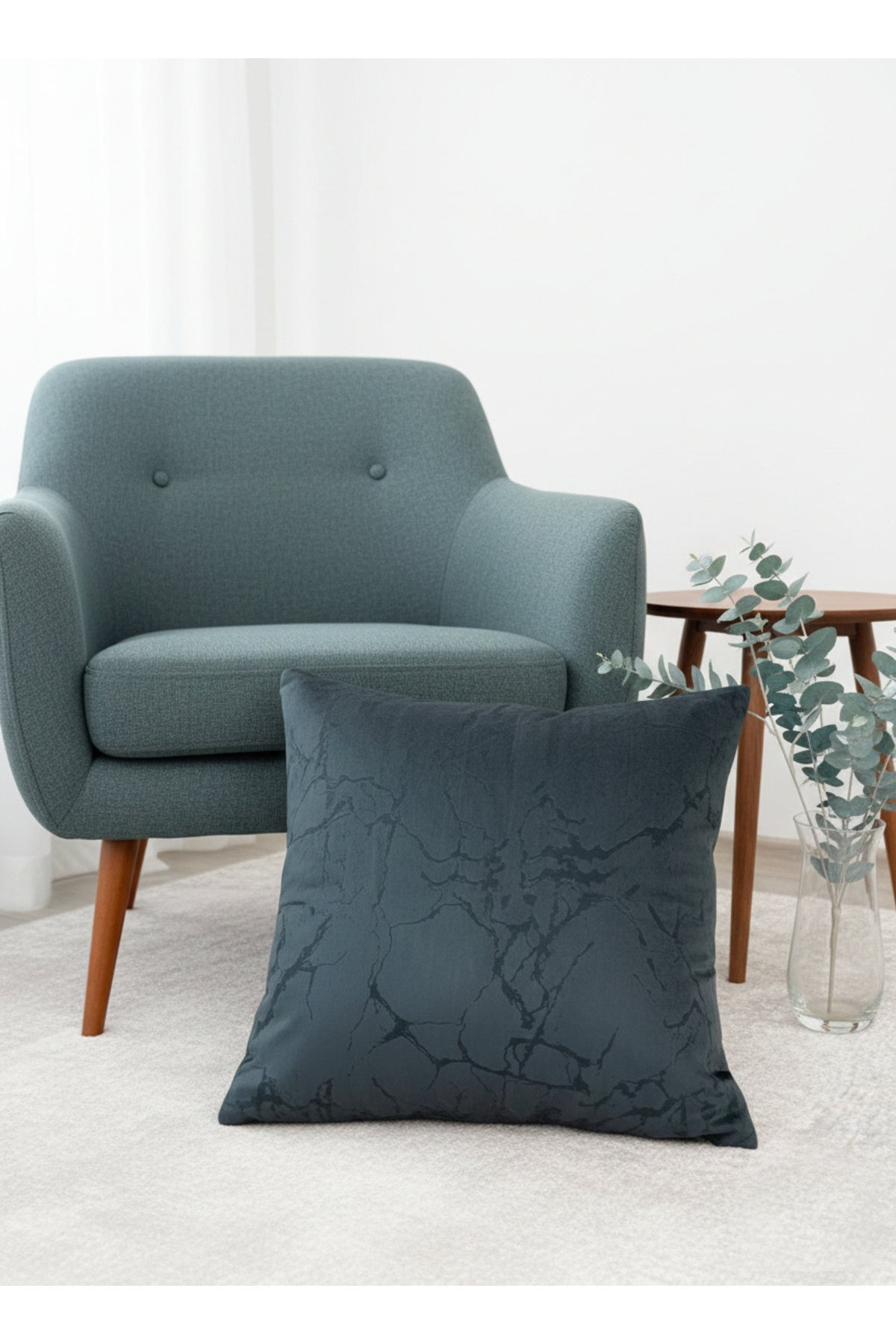 Set of 2 Velvet Throw Pillow Covers Ecru-Silver Foil (45X45)