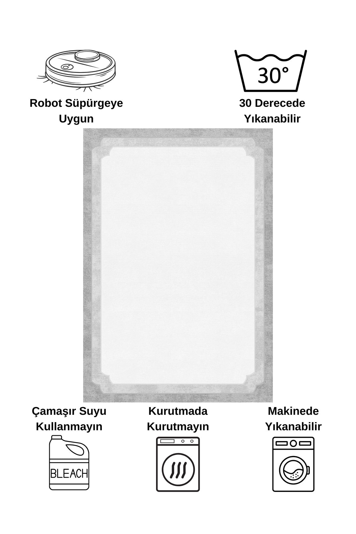 BEIGE-BLACK Framed Border Modern Pattern Latex Base Rug