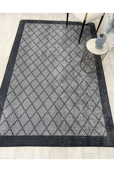 GREEN-BROWN Jute Sisal Look Bordered Non-Slip Base Runner Rug