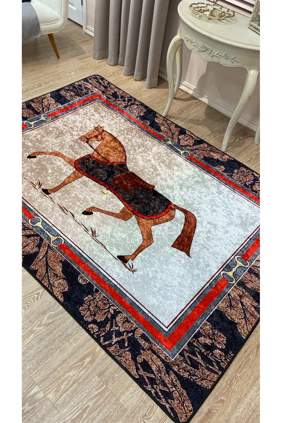 Horse Pattern Latex-Backed Rug