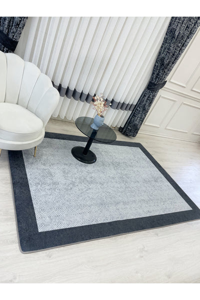 Beige - Black Wicker Jute-Look Latex Base Rug