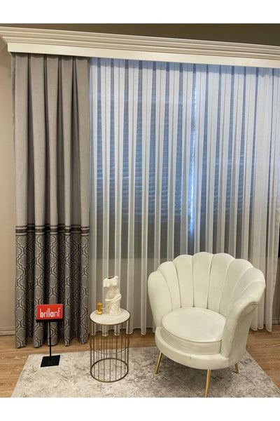 Blackout Room Darkening Printed Damask Pattern 1/2.50 Pleated Curtain Panel