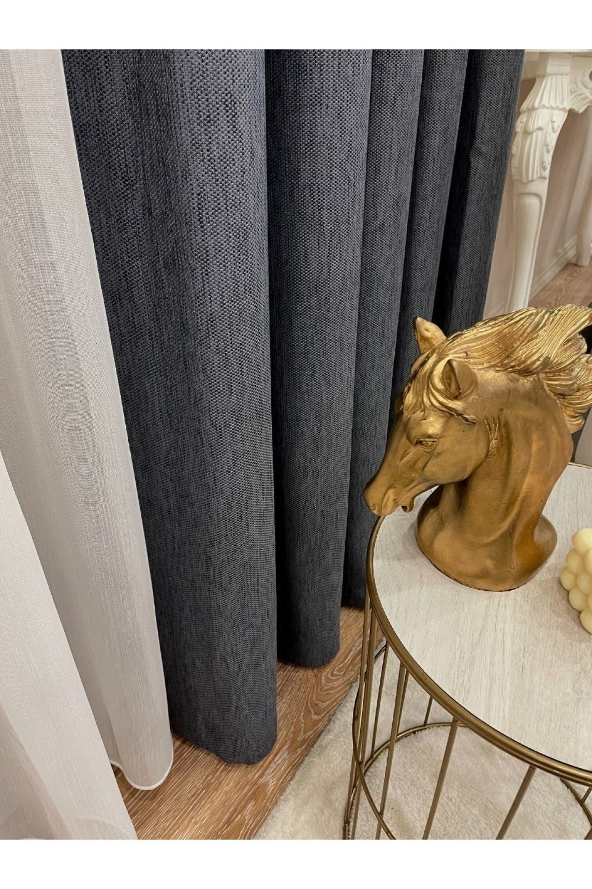 Jacquard Pattern on Blackout 1/2.50 Standard Pleated Blackout Curtain Dark Gray - Smoke