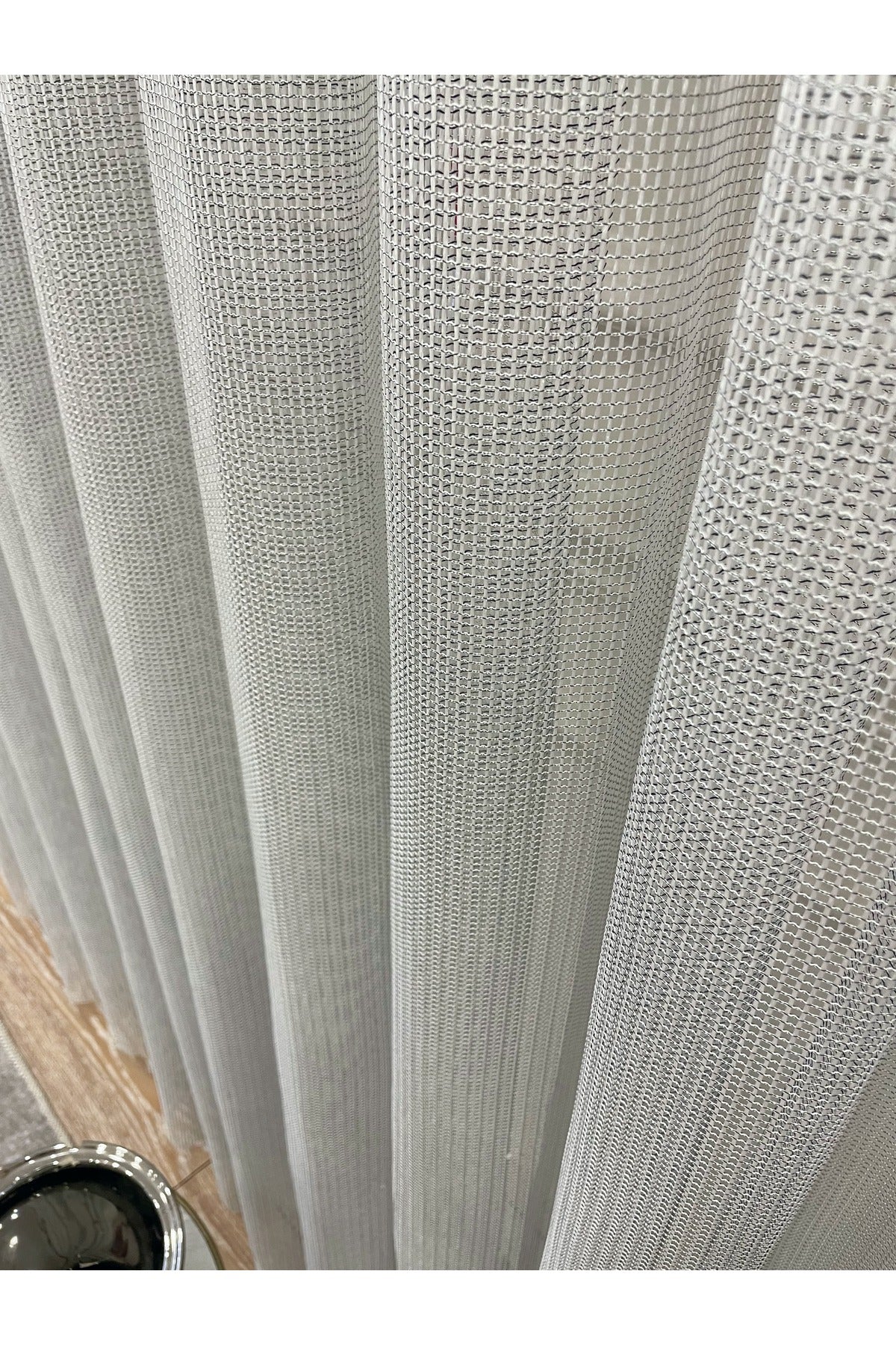 Modern Textured Knit 1/2.5 Pleat - Light Gray Sheer Curtain