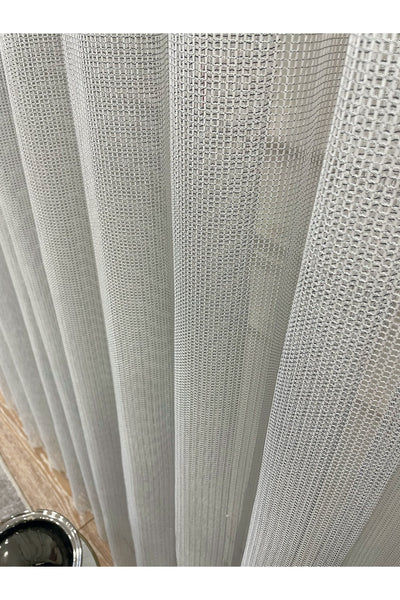 Modern Textured Knit 1/2.5 Pleat - Light Gray Sheer Curtain