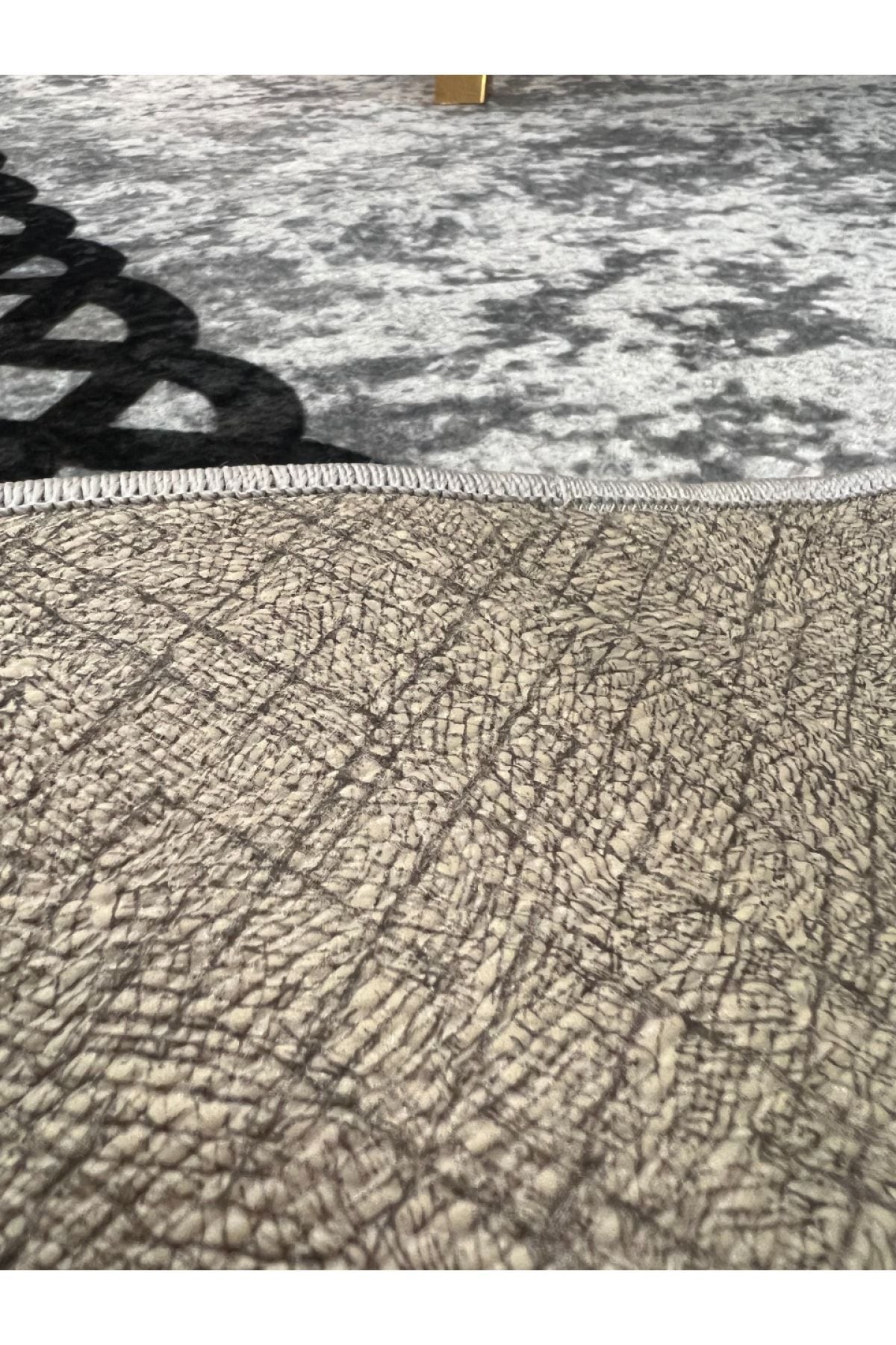 Chain Patterned Gray - Black Decorative Rug