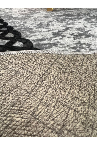 Chain Patterned Gray - Black Decorative Rug