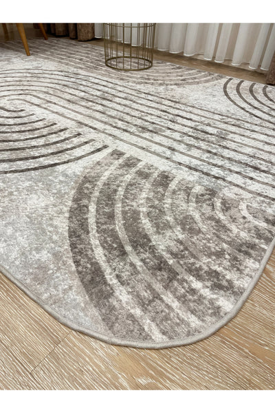 Beige Scandinavian Style Latex Non-Slip Base Rug