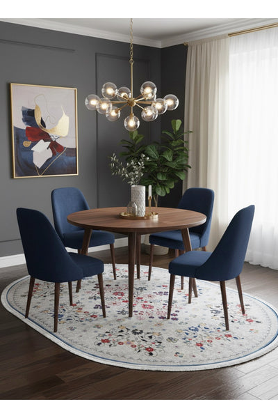 BEIGE Floral Patterned Vintage Latex Base Rug