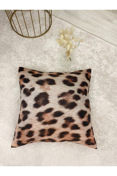 Linen-Look Leopard Patterned Cushion Cover 45x45