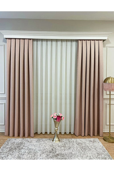 Linen-Look Glittery Plain Blackout Curtain 1/3 Dense Pleated - Green - Gold Glitter