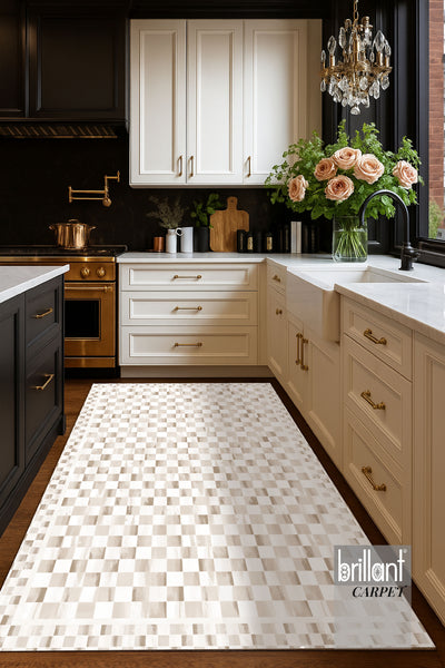 Gray Mackenzie-Style Plaid Latex Base Runner Rug
