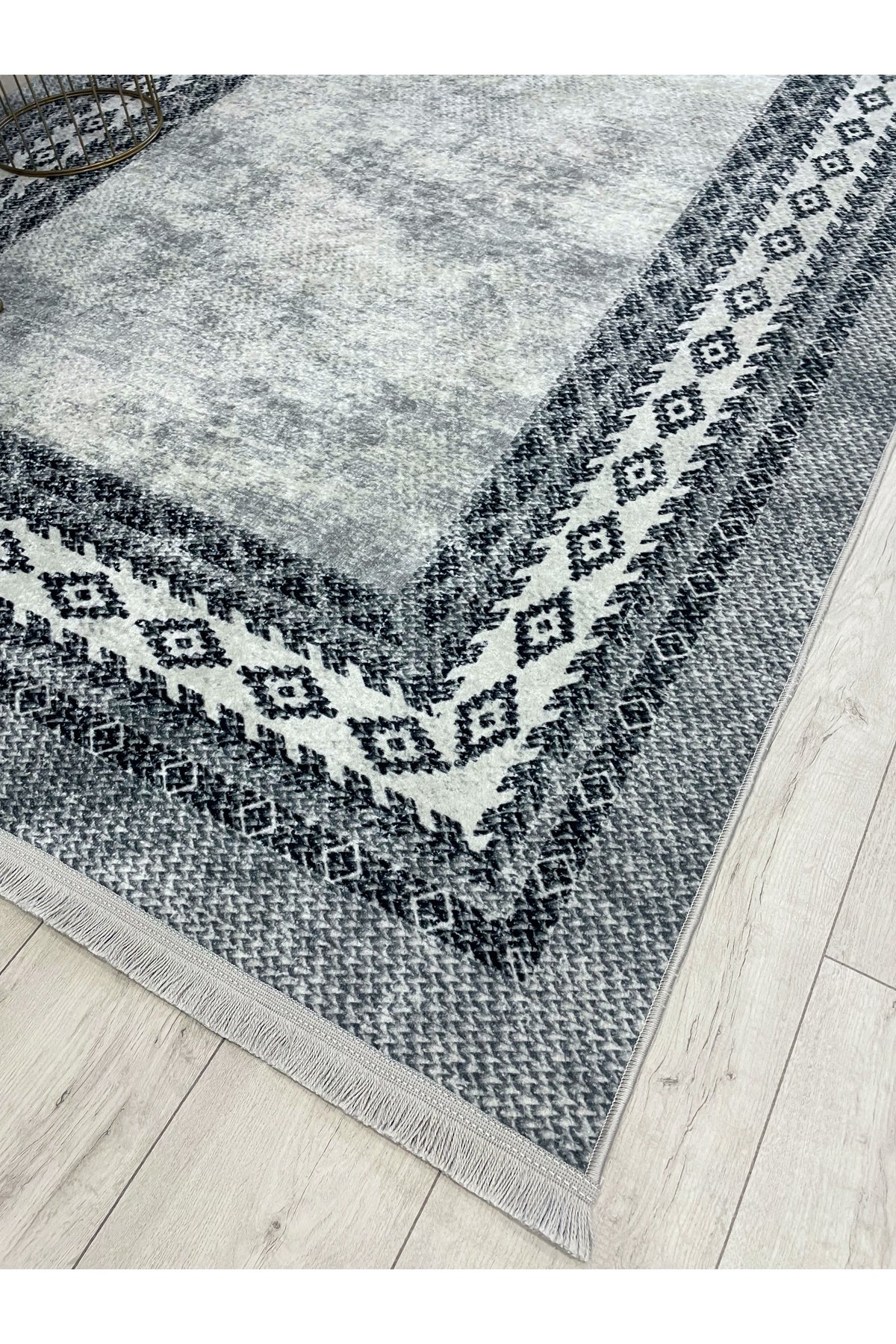 GRAY-BROWN Jute Sisal Look Latex Base Rug