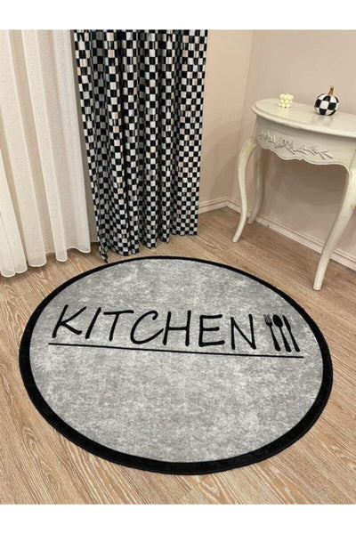Latex Leather Base Fringed Kitchen Rug