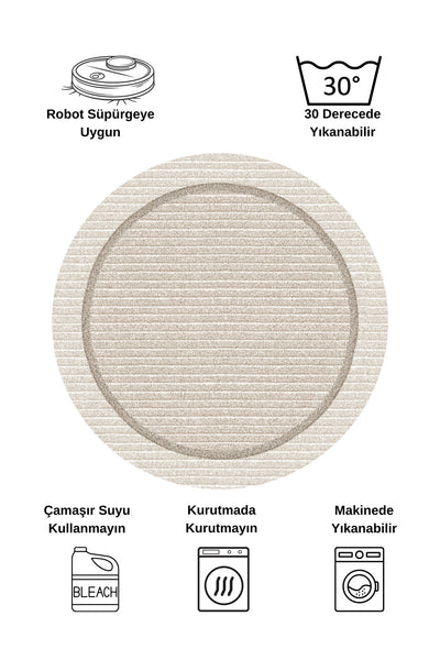 Scandinavian Style Non-Slip Sisal-Look Round Rug
