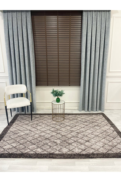 GREEN-BROWN Jute Sisal Look Bordered Non-Slip Base Runner Rug