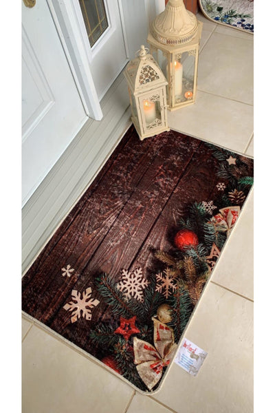 Christmas-Themed Latex Non-Slip Base Doormat (Size 60x90)