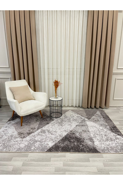 Gray Geometric Pattern Non-Slip Base Runner Rug