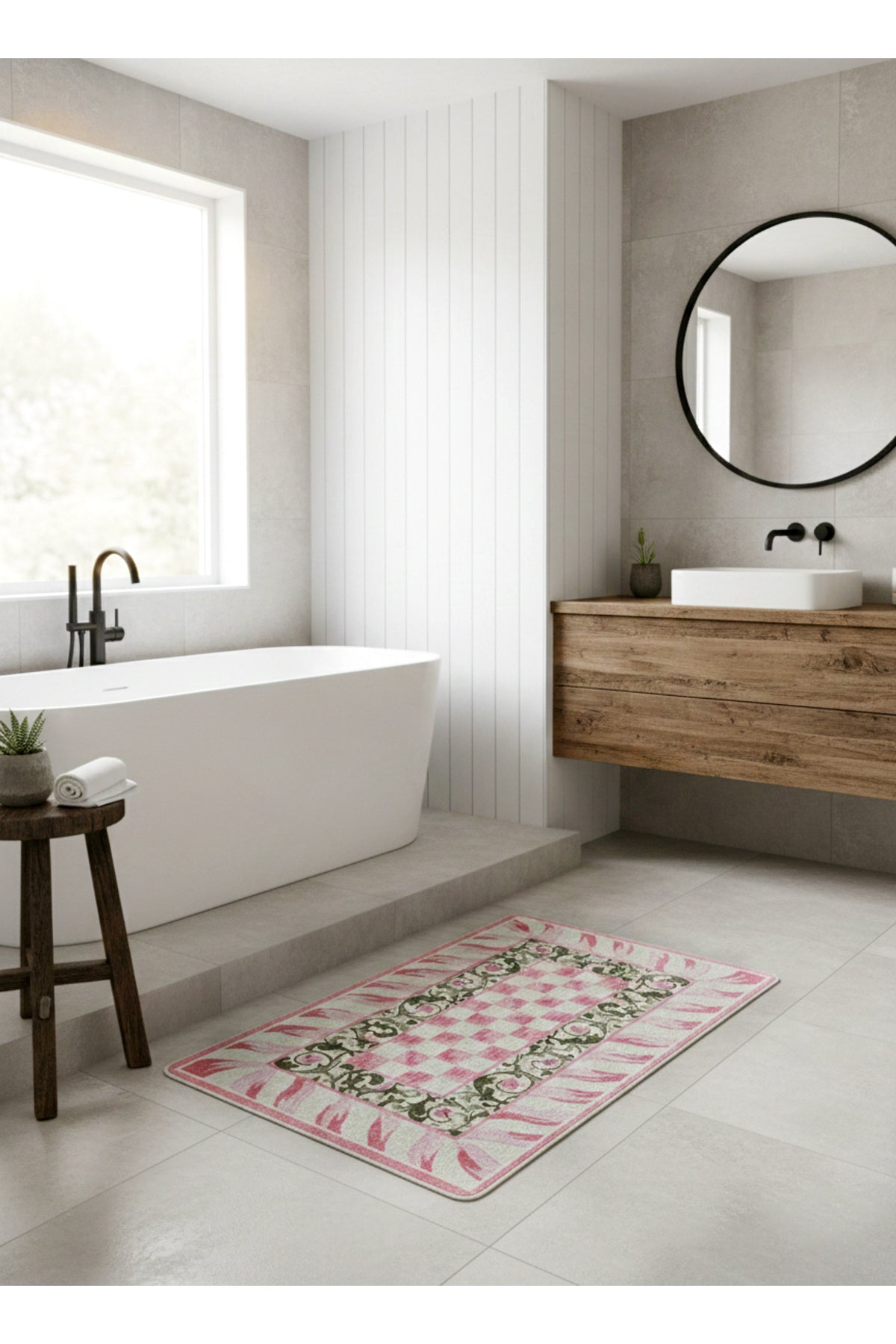 Floral Pattern Pink - Bathroom Mat (80 x 120)