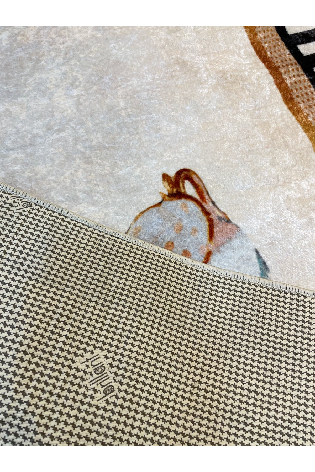 Kitchen Themed Latex Leather Base Kitchen Rug