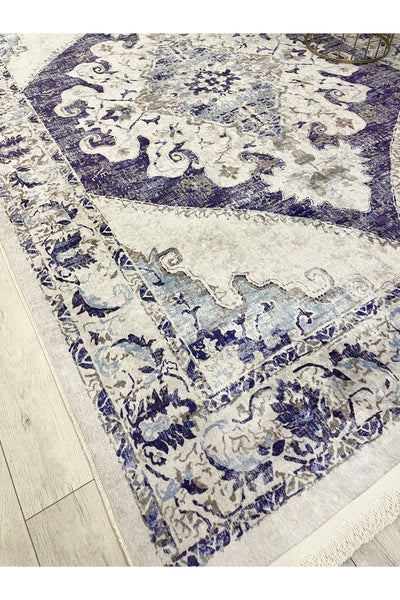 Gokbekli Damask Pattern Latex Base Living Room Rug