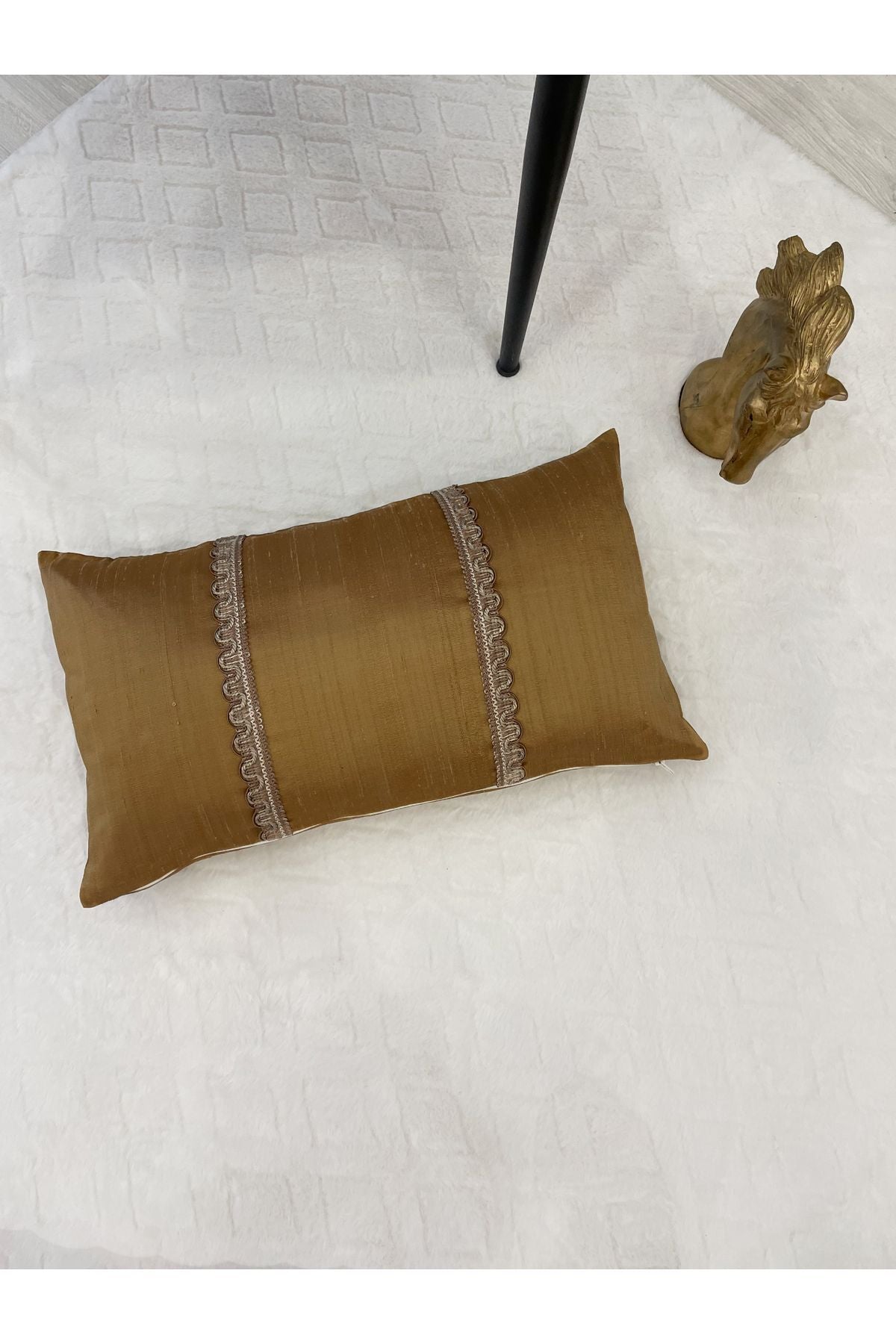 Imported Silk Cushion Pillow Cover with Cord (30x50) (Copper Brown)