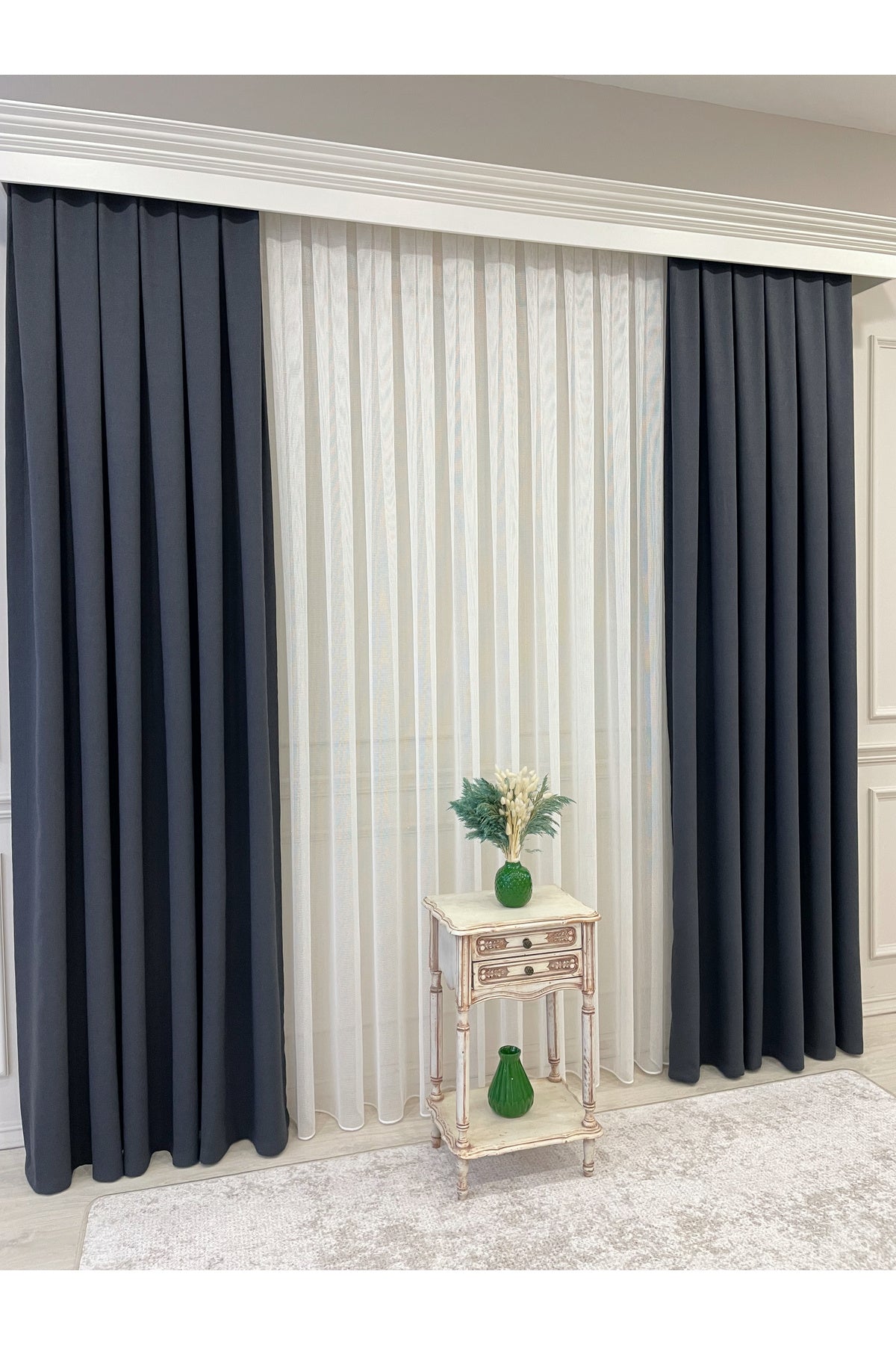 Modern Steel Chainmail Pattern 1/2.5 Medium Pleat - Ecru Sheer Curtain