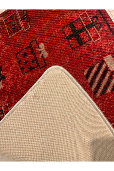 Present Yılbaşı Temalı Lateks Kaymaz Taban Kapı Önü Paspası (ebat 60x90)