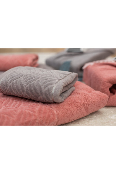 6-Piece Gray - Salmon Family Bathrobe Set