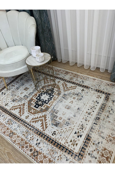 Eskitme Desen Dokuma Taban Halı Ebat 130x190