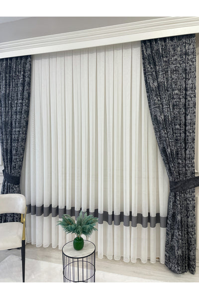 Hem-Banded Linen-Look 1/3 Dense Pleated - Ecru Sheer Curtain