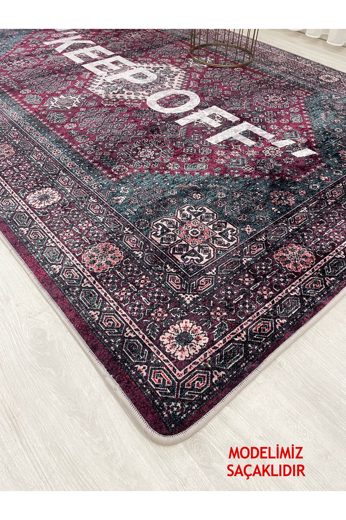 Pink Keep Off Fringed Latex Base Rug